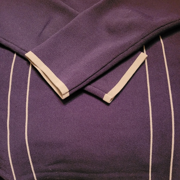 Sail to Sable Dark Blue Grey Accents Shaped Long-sleeve Top Ponte Knit L - Picture 2 of 10